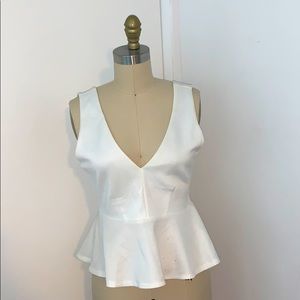 white deep v peplum